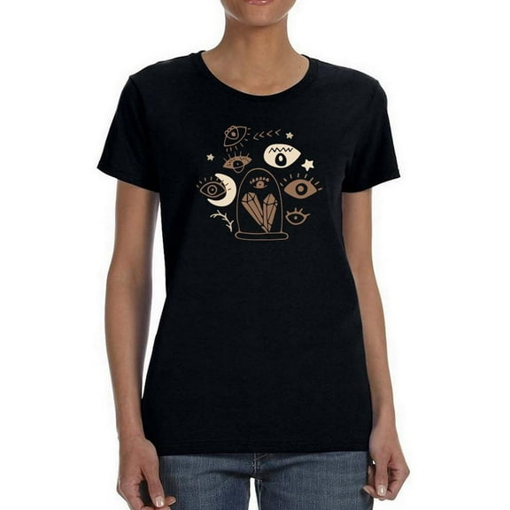 Gemstones And Eyes Shaped T-Shirt Women -Image by Shutterstock, Female x-Large