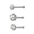 thumbnail image 2 of Body Jewelry Women's Sterling Silver Crystal Stud Nose Ring, Set of 3, 2 of 6