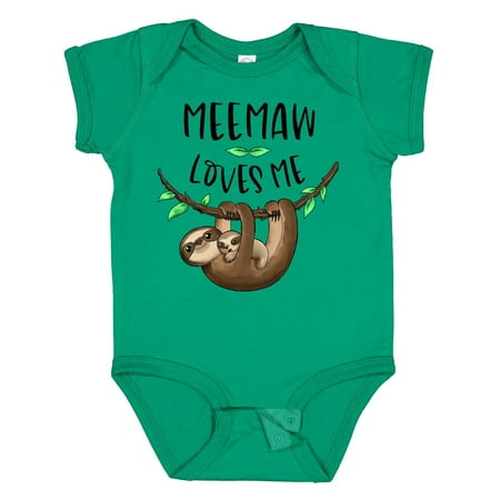 

Inktastic Meemaw Loves Me Cute Sloth and Baby Boys or Girls Baby Bodysuit