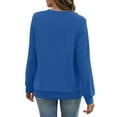 thumbnail image 3 of Lumtrix V Neck Sweatshirt Women Pocket No Hood Oversized Pullover Casual Soft Long Sleeve Tops Fall Clothes With Pockets Royal Blue L, 3 of 5
