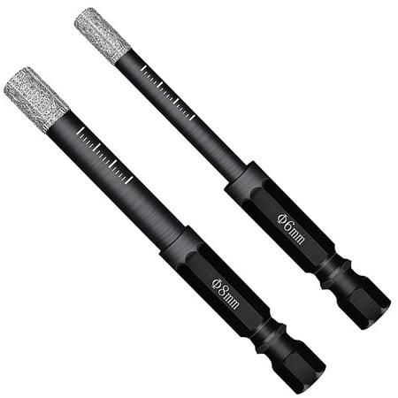 

2Pcs Diamond Tipped Dry Drill Bits 6mm 8mm for Porcelain Tile Ceramics Marble