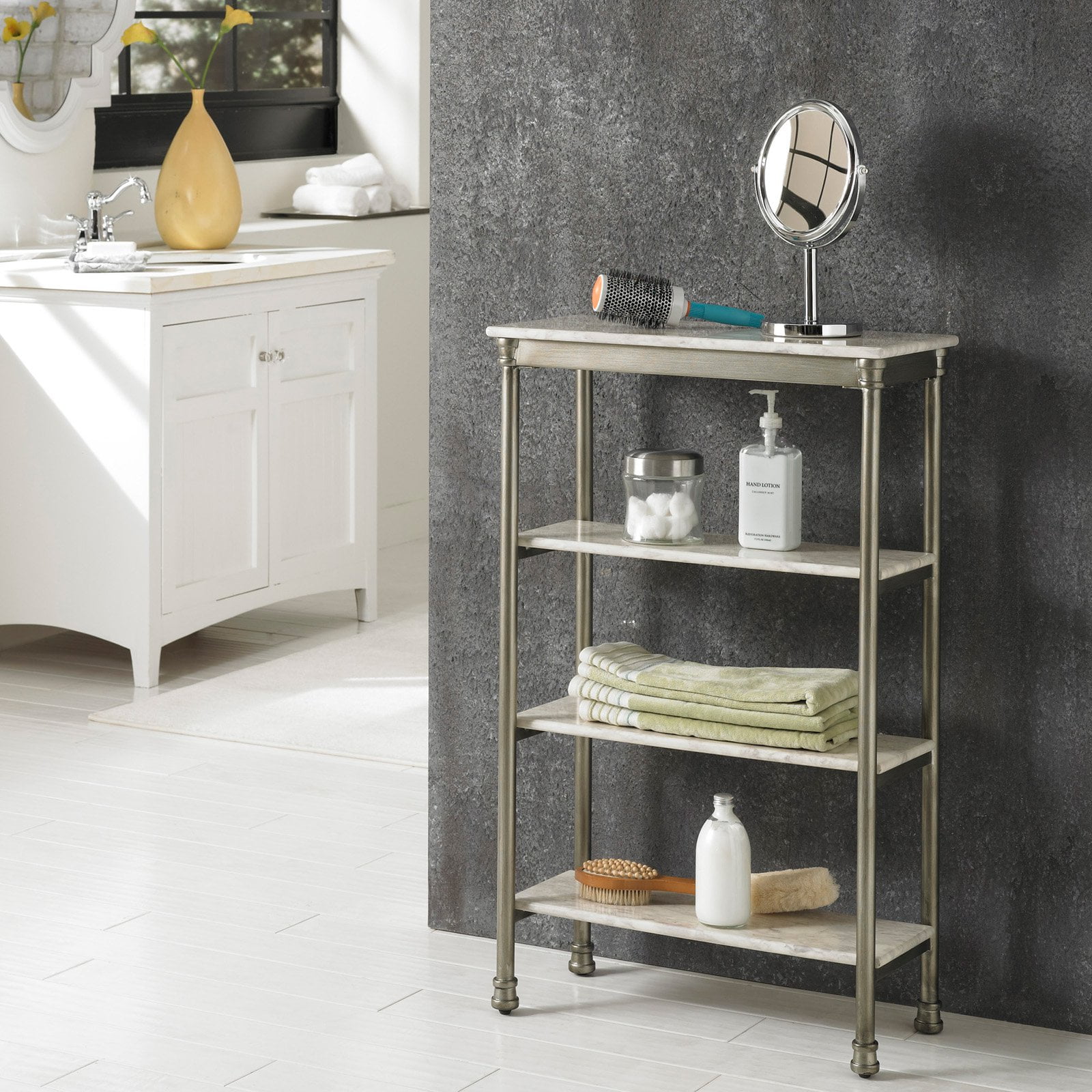 Home Styles The Orleans 4 Tier Shelf White Silver