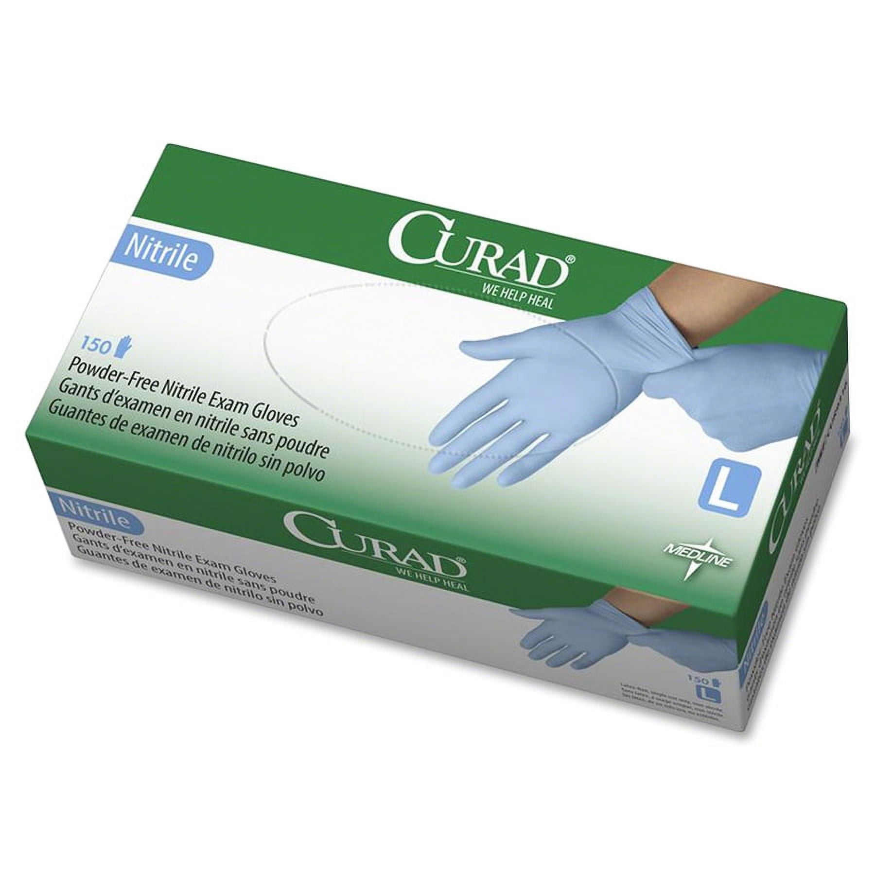 Curad Powder-free Nitrile Disposable Exam Gloves, Blue, 150 / Box (Quantity)