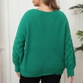 thumbnail image 7 of Plus Size Pullover Sweater Womens Fall Floral Sweaters Long Sleeve Casual Tops Trendy Winter Clothes Green, XXL, 7 of 7