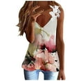 thumbnail image 1 of Moda mujer Casual estampado cuello en V sin mangas pulóver fuera del hombro encaje Tops blusa camiseta Fridja  qr5530, 1 of 6
