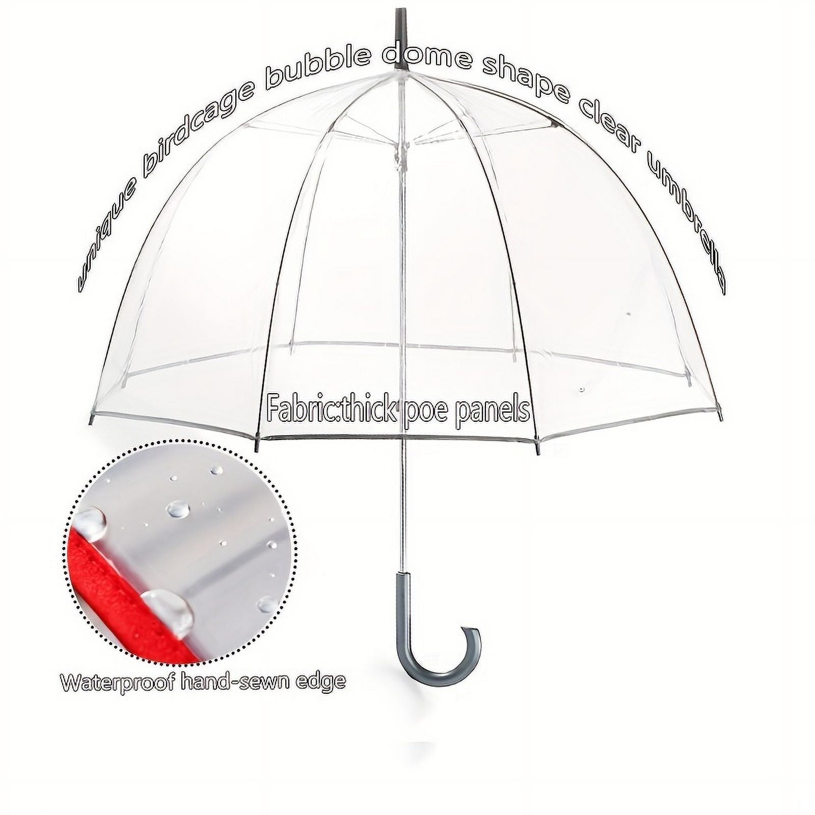 1 Pack Clear Dome Bubble Umbrella - See-Through, Rain & Windproof, Automatic Open, 47-Inch Wide Canopy - Perfect for Weddings, Prom, Graduation, Outdoor Events, Men, Women, All Ages