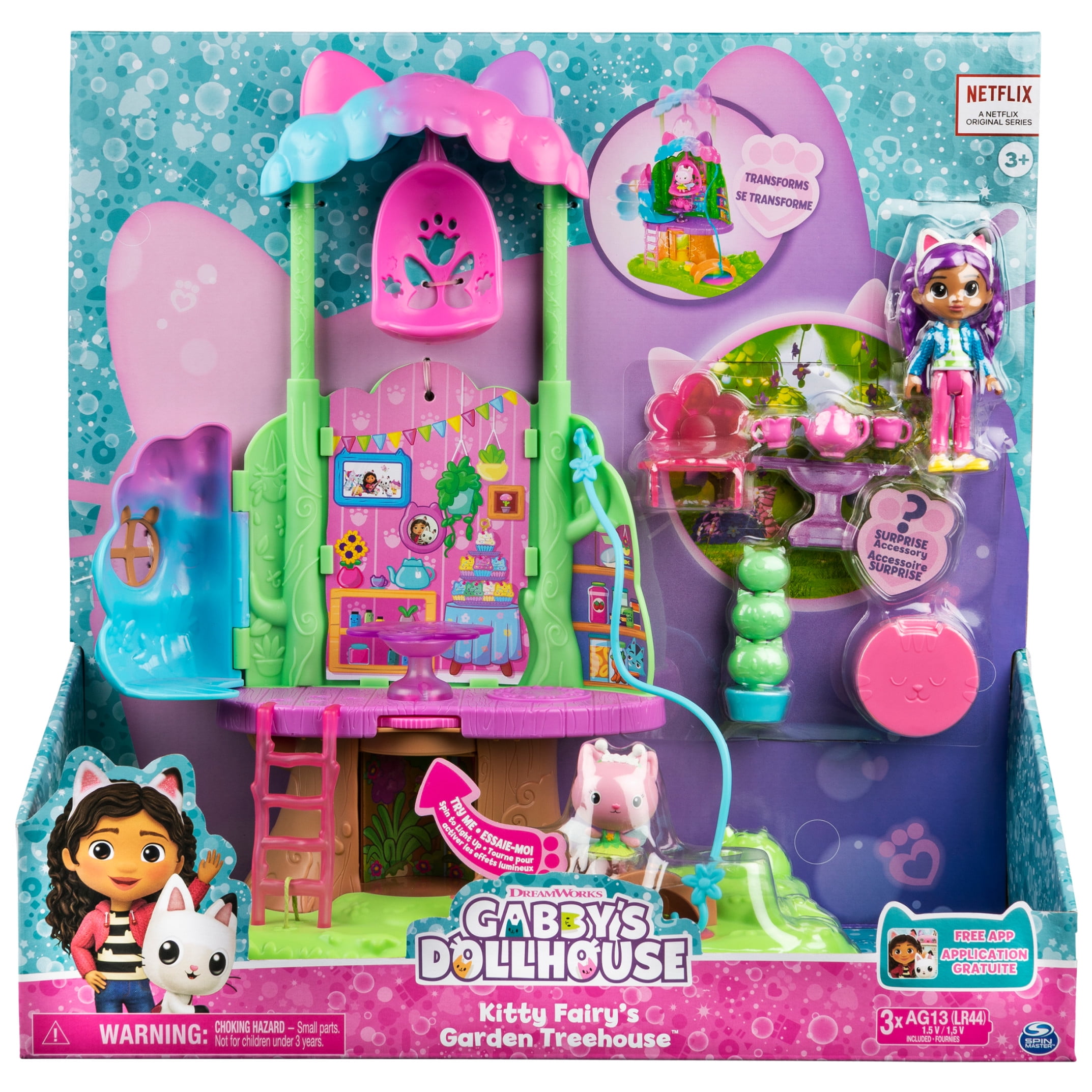 Gabby’s Dollhouse, Transforming Garden Treehouse Set with 2 Figures