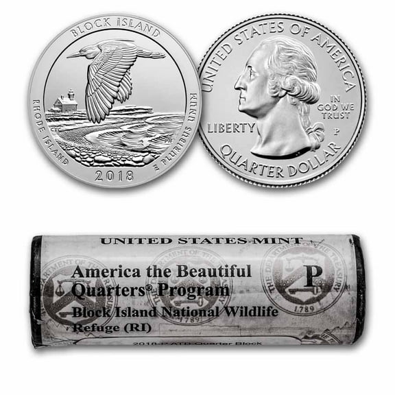2018-P ATB Quarter Block Island Wildlife Refuge 40-Coin Roll BU