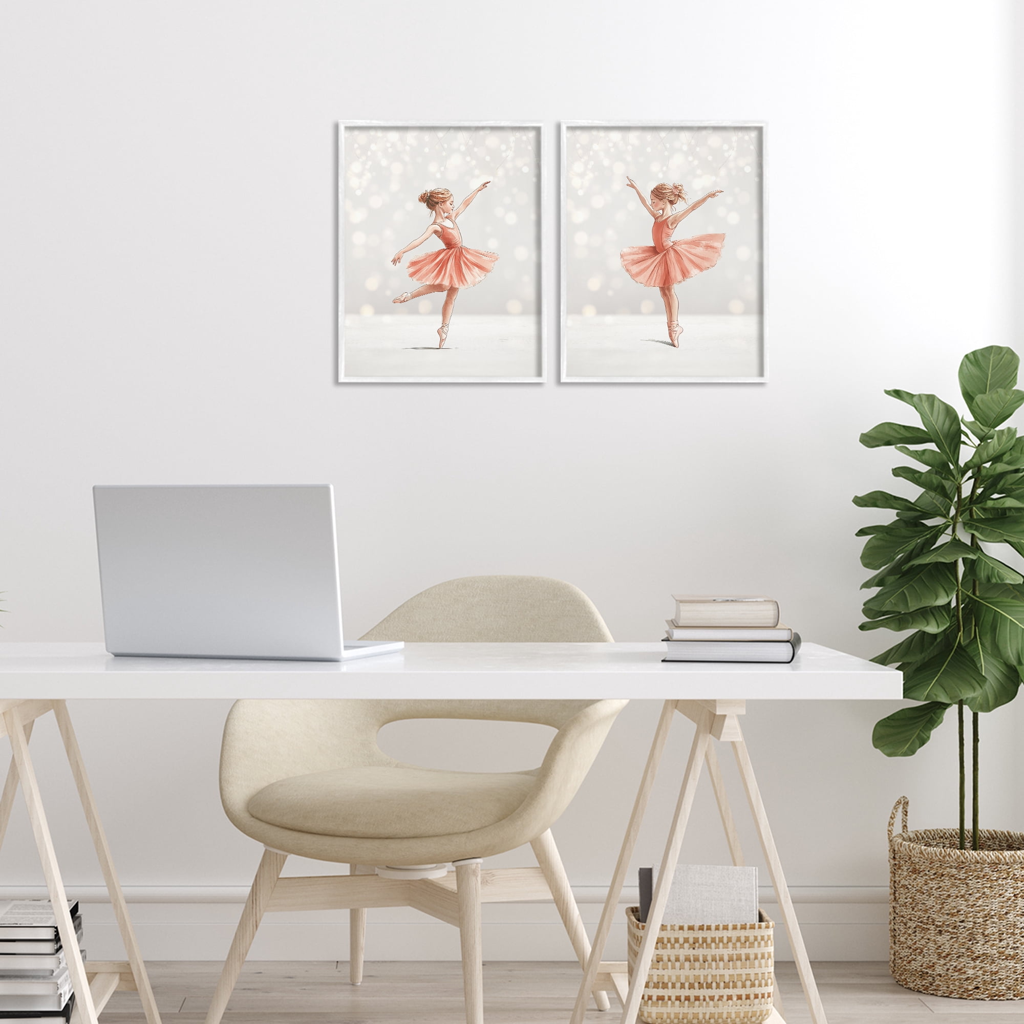 Stupell Industries Dancers In The Light 2 Piece White Framed Giclee Art Set, design by Christine Simpson Art