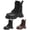 Black, variant on Boys Girls Combat Boots Toddler Side Zipper Ankle Booties Little Kid Lace up Casual School Uniform Dress Shoes Black Size 10