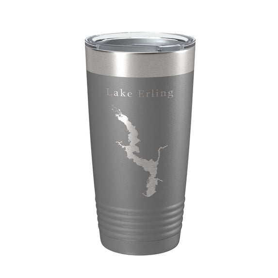 Lake Erling Map Tumbler Travel Mug Insulated Laser Engraved Coffee Cup Arkansas 20 oz Dark Gray