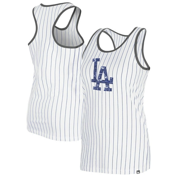 Women's New Era White Los Angeles Dodgers Gameday Pinstripe Tank Top