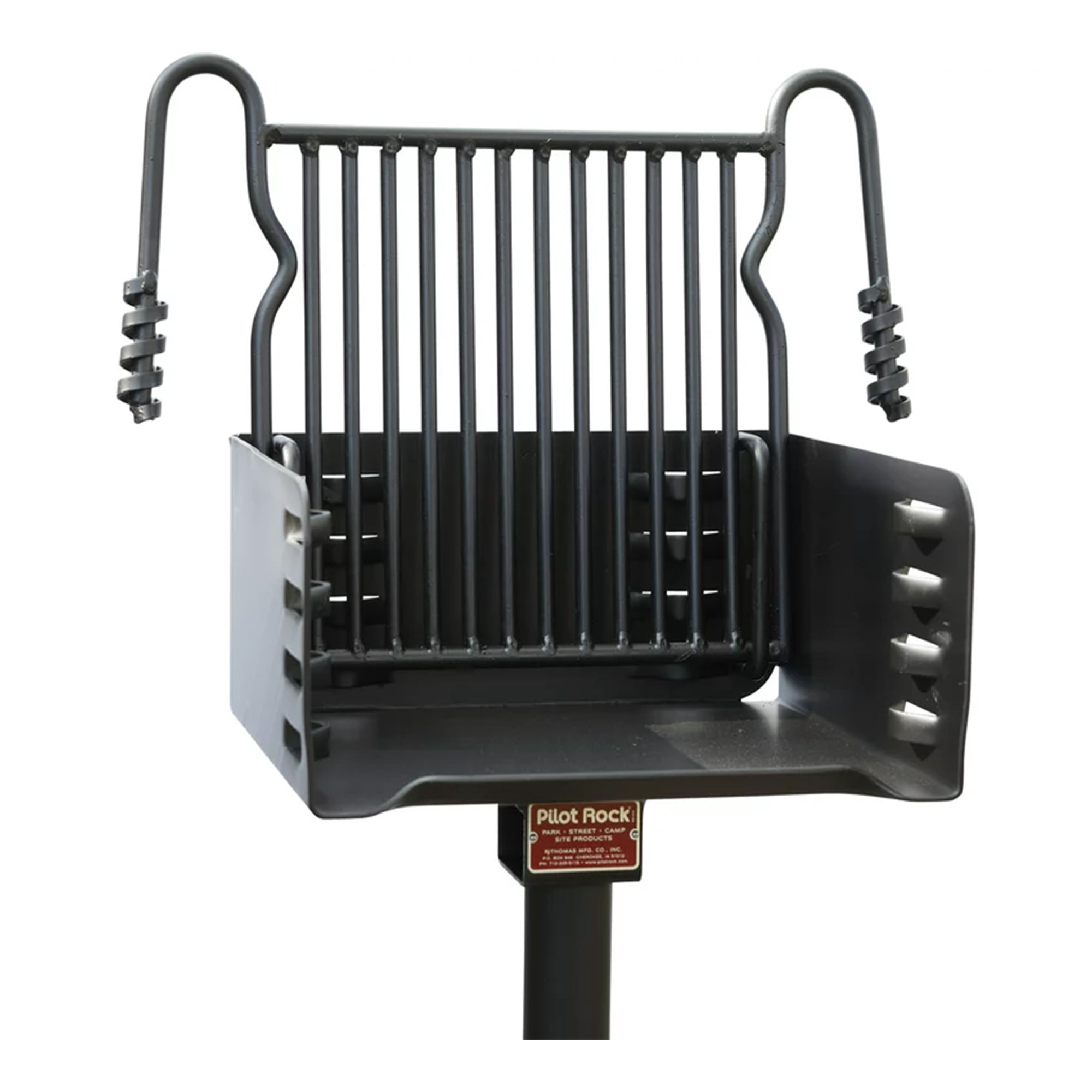 Pilot Rock Park Style Steel Outdoor BBQ Charcoal Grill and Post, Black