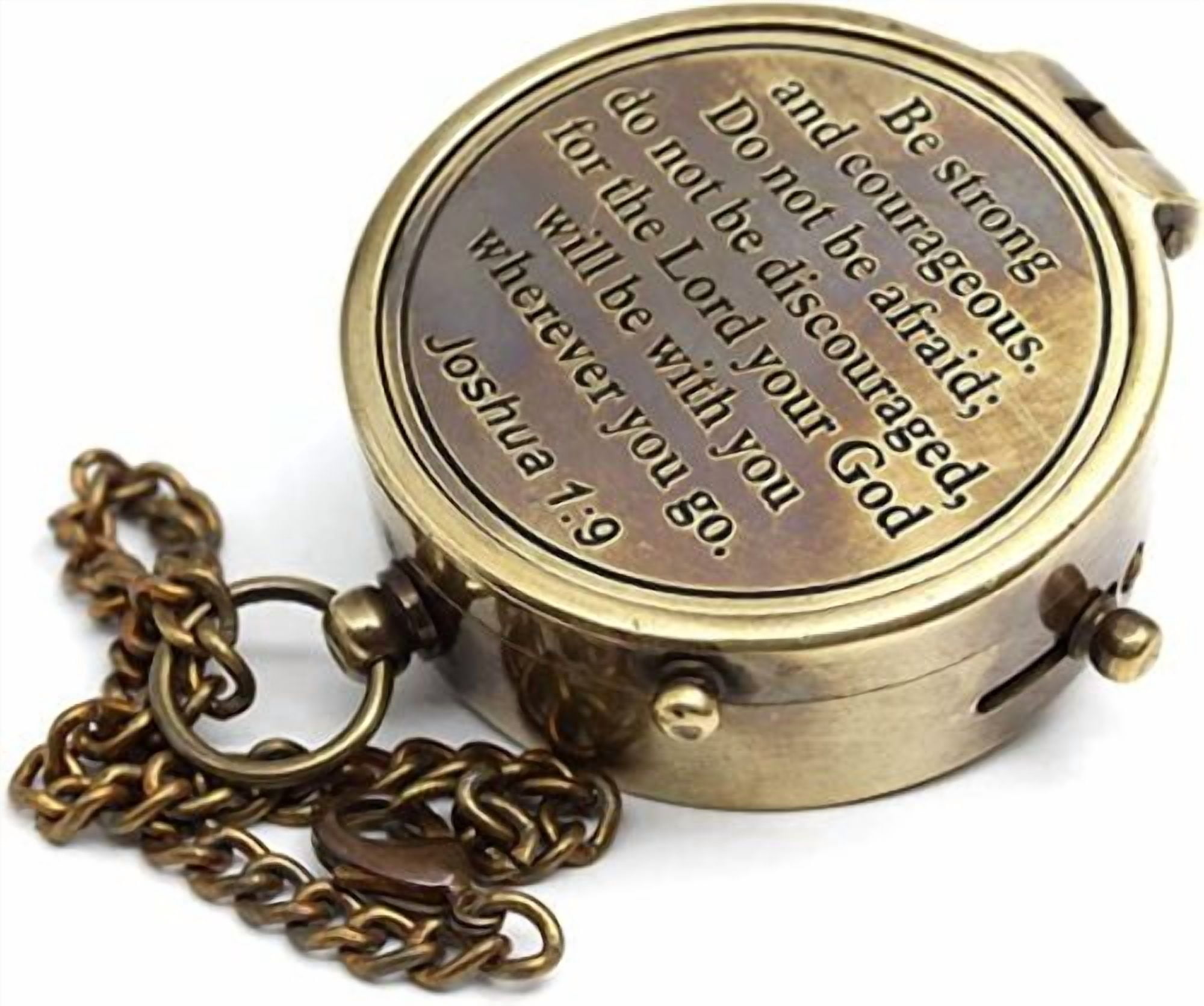 Be Strong Brass Compass for Confirmation Gifts, Baptism Gifts, Best Easter, Christian Gifts for Men, Catholic Gifts, Birthday Gifts, Gifts for Teen Age, Graduation Gifts, Personalized Compass.
