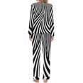 thumbnail image 4 of Black And White Striped Pajamas Spring Abstract Lines Room Oversize Nightwear Women Long-Sleeve Design Kawaii Home Suit, 4 of 7