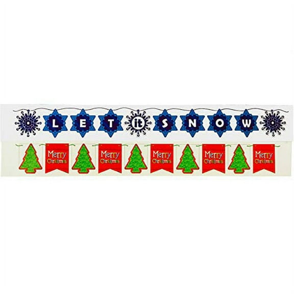 Christmas 4' Hot Stamped Banner - Christmas Tree/Merry Christmas & Snowflake/"Let It Snow" Designs (2 Banners)