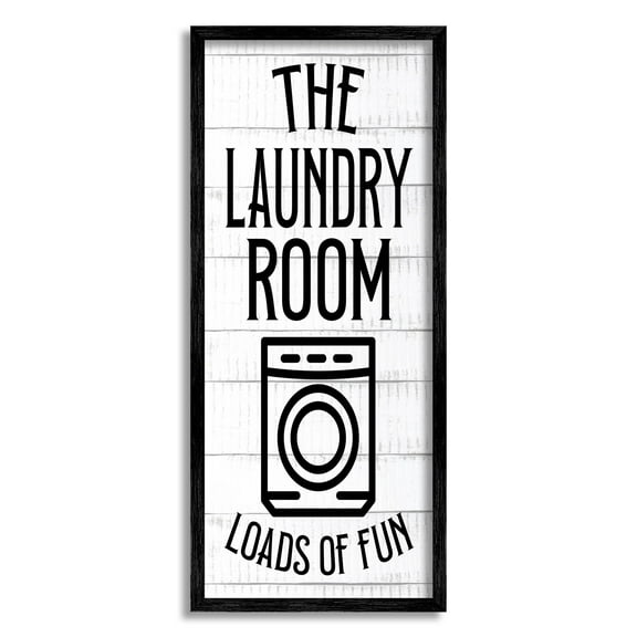 Stupell Industries Vintage Laundry Room Loads Of Fun Graphic Art Black Framed Art Print Wall Art, Design by Kim Allen