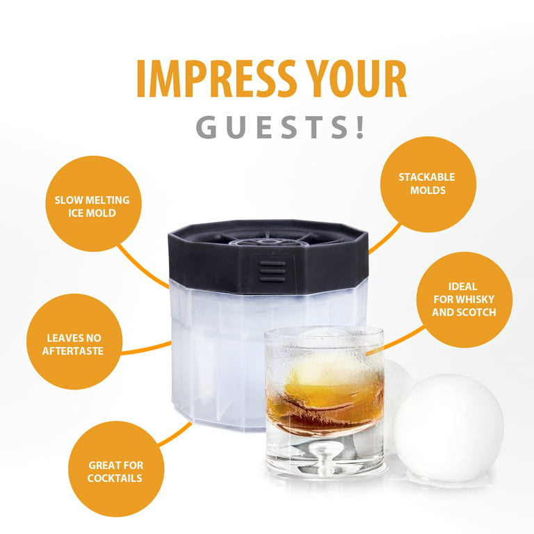 Whiskey Ice Cubes Sphere and Diamond Shape Ice Molds by Below Zero - 2 Pack  - Easy Release Silicone Freezer Ice Ball Maker for Bourbon, Old Fashioned