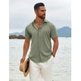 thumbnail image 6 of COOFANDY Sage Button Up Shirt Short Sleeve Cruise Beach Summer Party, 6 of 10