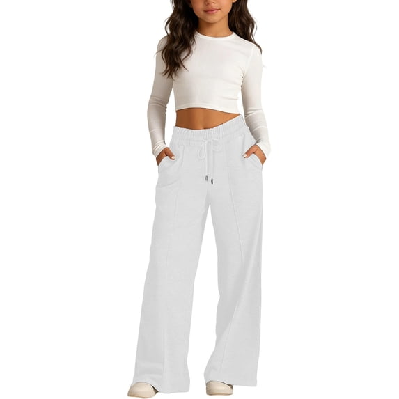 Teen Boys Sweatpants Girls Athletic Sweatpants with Pockets Drawstring Basic White Pants Kids Boys Size 10-12 Years Pants