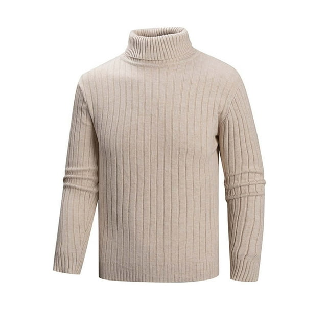 fatyb Chandail pour Hommes à Col Roulé Décontracté Tricoté Extensible à Manches Longues Hauts Chauds d'Automne Hiver pour Hommes