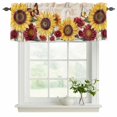 thumbnail image 2 of 2 Panels Sunflower Farmhouse Valance for Windows, Spring Summer Retro Butterfly Flowers Light Filtering Kitchen Curtains, Rod Pocket Window Treatment Curtain Valances for Living Room Bedroom, 42"x12", 2 of 9
