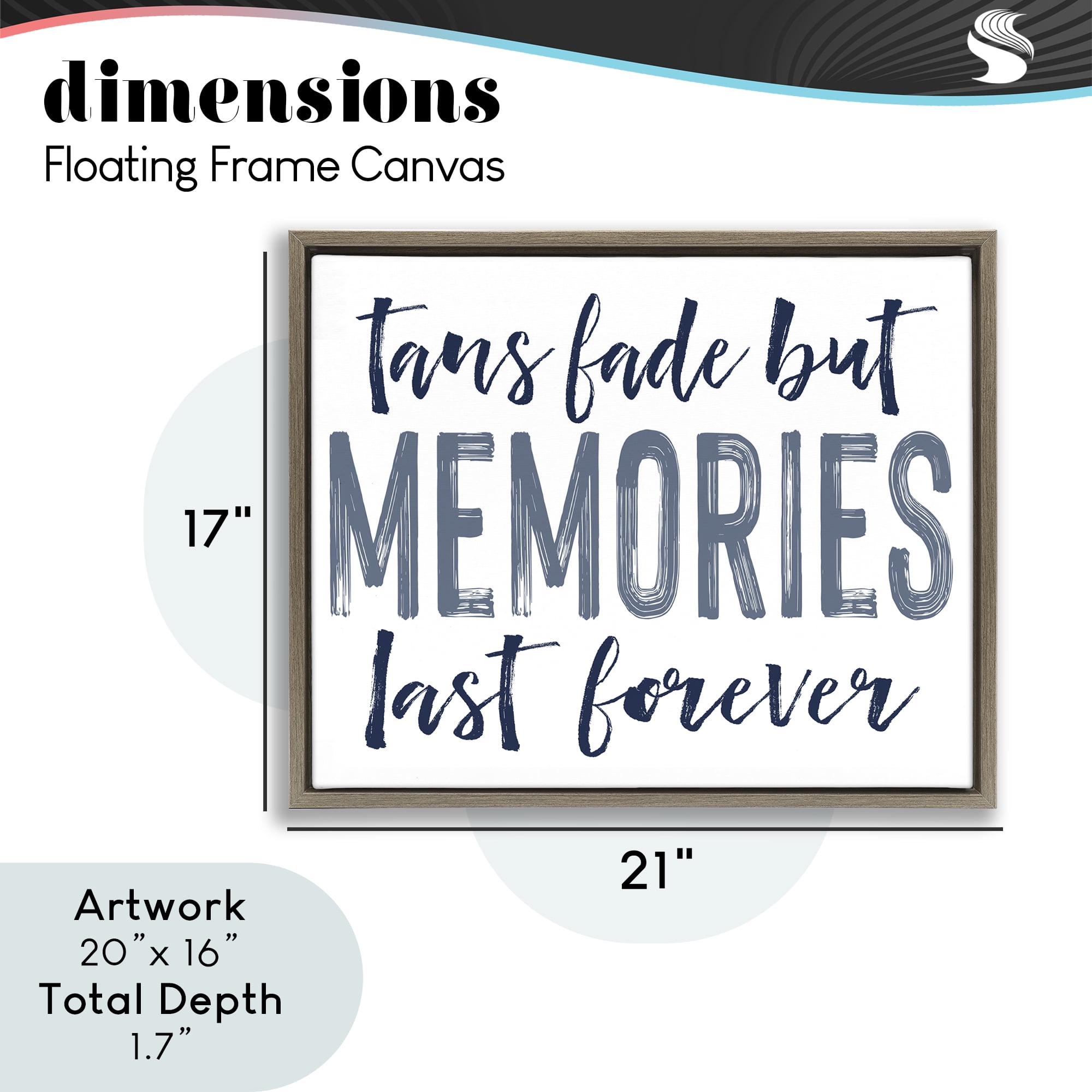 Summer Memories Last Forever Brown Framed Floater Canvas Wall Art, design by Lettered and Lined