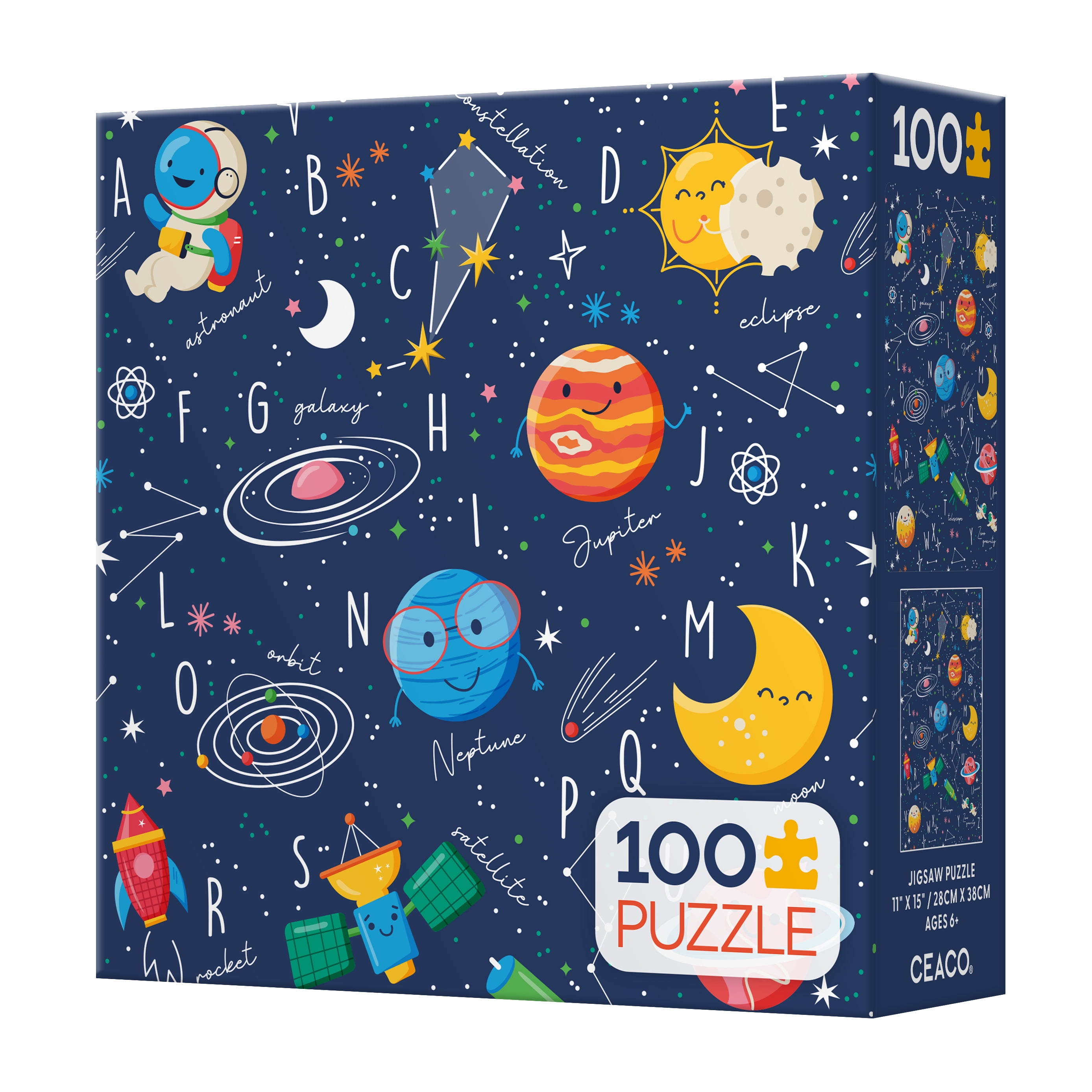 Ceaco 100 Piece Space Friends (Andrea Jasid Grassi) Interlocking Jigsaw Puzzle