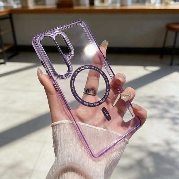 for Samsung Galaxy S26 Ultra Clear Magnetic Case, Compatible with Mag-Safe, Anti-Yellowing Transparent Back Cover, Drop Protection, Shockproof Slim Phone Cover for Samsung Galaxy S26 Ultra, Purple