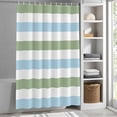 thumbnail image 3 of Sage Green Blue Fabric Shower Curtain Stripe Washable Shower Curtains for Bathroom, Waterproof Bath Curtain with Hooks Home Decor 72x84in, 3 of 8