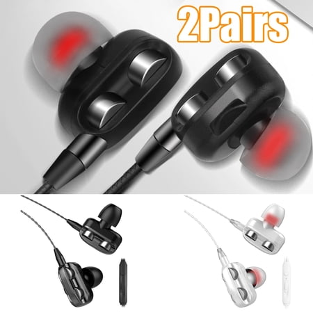 D-GROEE 2Pairs A4 Dual Moving Wired Earbuds Comfortable Fit in Ear Headphones with Clear Dynamic Sound