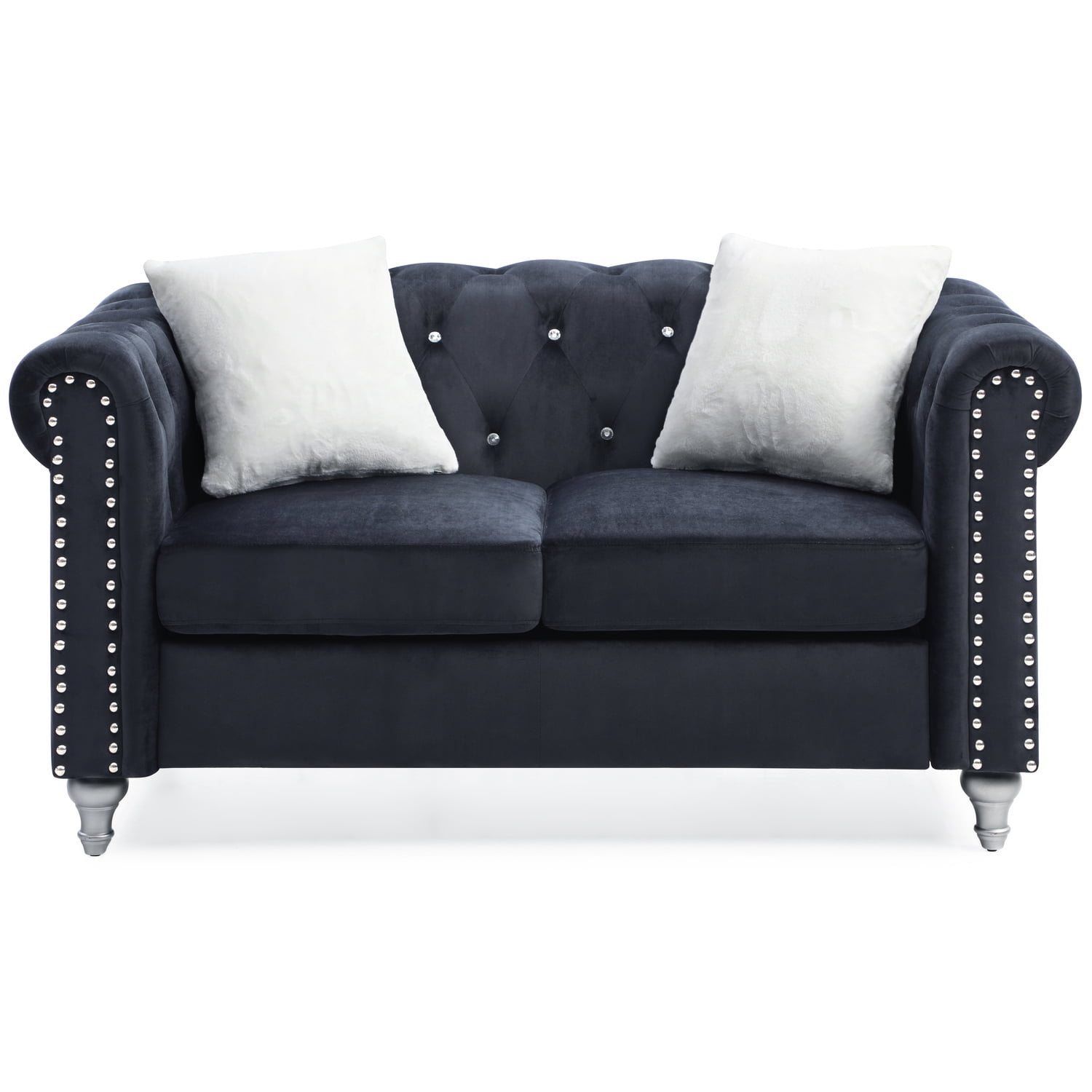 Glory Furniture Raisa Velvet Loveseat in Black