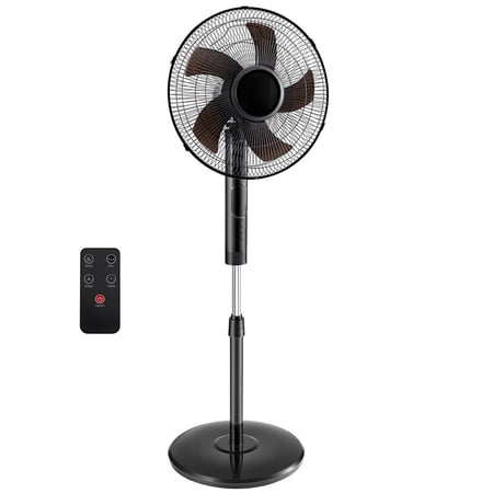 Gianna Quiet Pedestal Fan with Remote, Standing Floor Fan for Bedroom, Home Office - 15H Timer, 3 Speed & 3 Wind Modes, 80°Oscillating, Adjustable Height,Black