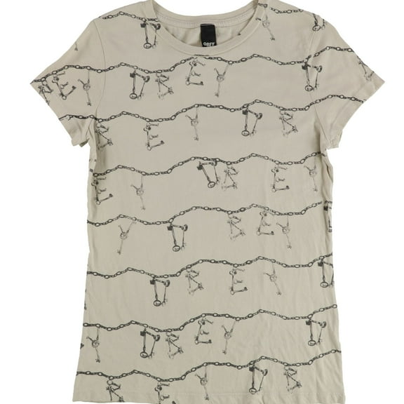 Obey Womens Skeleton Key Charm Graphic T-Shirt, Brown, Medium
