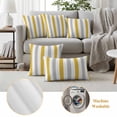 thumbnail image 6 of Pack of 2 Outdoor Pillow Covers 16x16 Inch Waterproof Orange Grey Striped Throw Pillow Covers,Decorative Couch Pillow Shams Protectors Geometric Vertical Stripes White Patio Cushion Pillowcases, 6 of 8