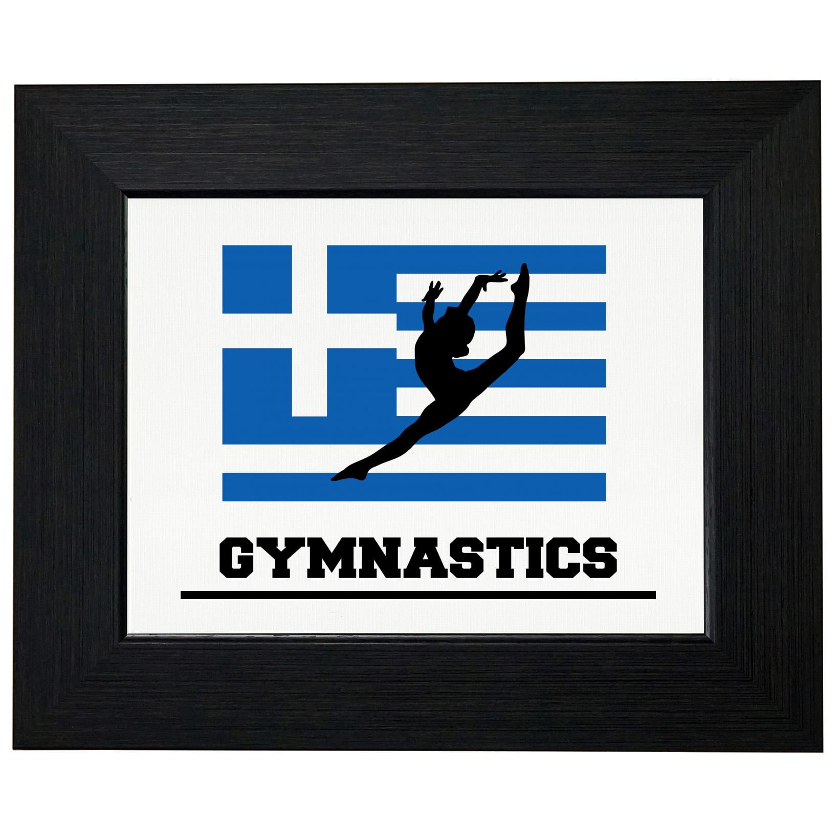 Greece Olympic - Gymnastics - Flag - Silhouette Framed Print Poster