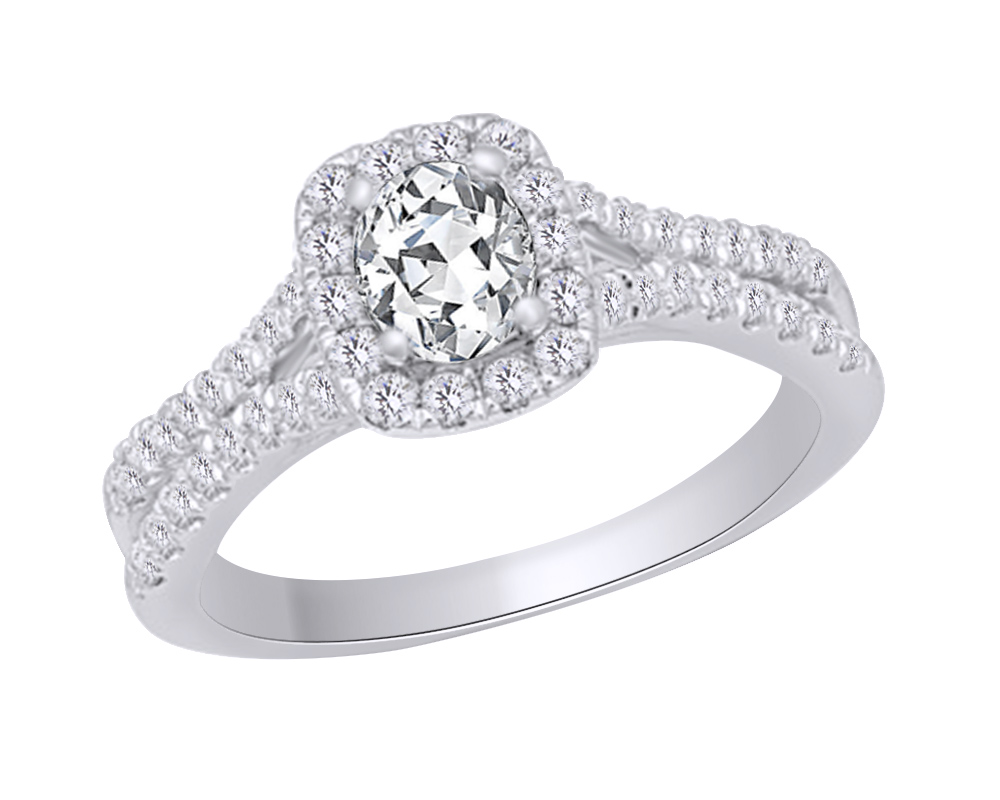AFFY 14k White Gold 0.62 cttw White Natural Diamond Pinch Shank Halo Engagement Wedding Ring With Ring Size 11