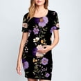 thumbnail image 2 of yoeyez Robe de Maternité Grande Taille pour Femmes à Manches Courtes, Col Rond, Imprimé Floral, Robe Soleil, Robe d'Allaitement de Maternité, Vêtements de Grossesse Grande Taille en Liquidation Multicolore, m, 2 of 6
