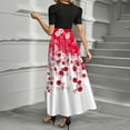 thumbnail image 4 of JULMCOMO Work Dresses for Women 2025 Modest Cute Short Sleeve Teacher Dress Church Dresses Floral Print Tie Waist Long a Line Dresses Plus Size Office Attire Watermelon Red L, 4 of 5