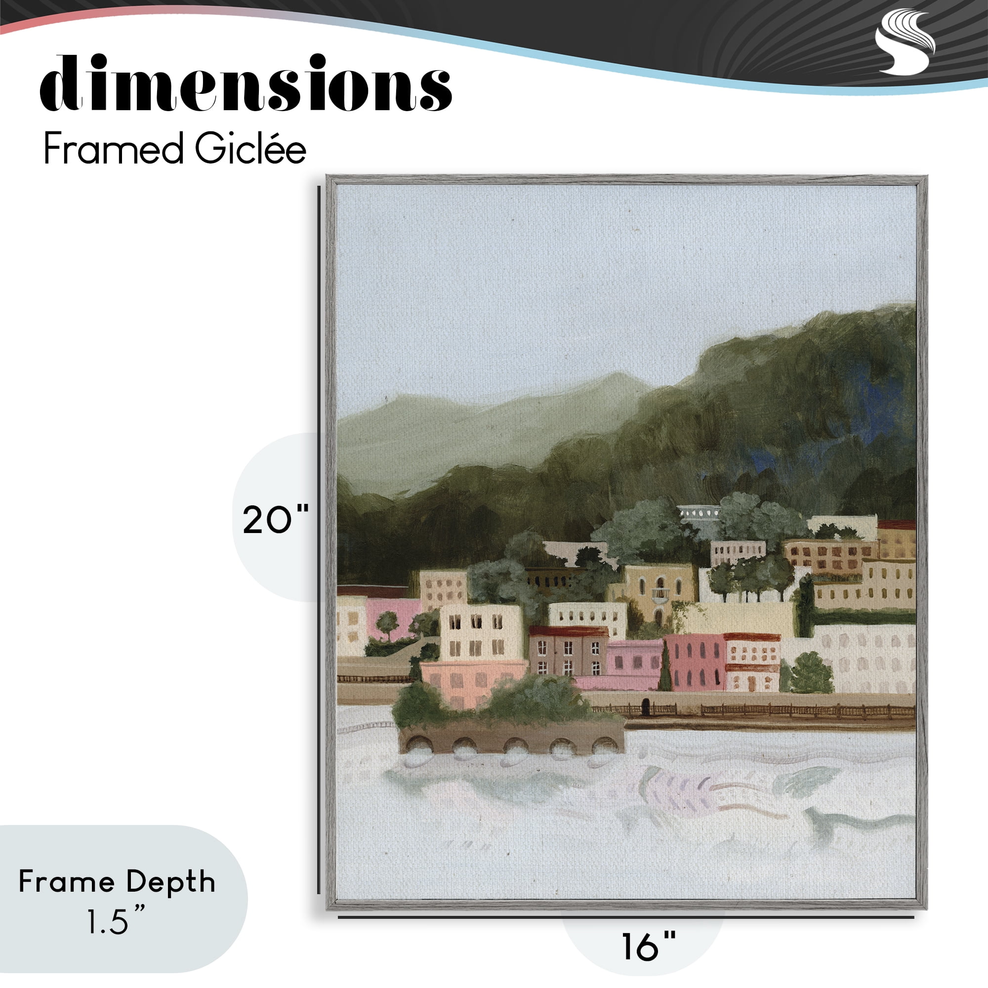 Stupell Industries Mountains By The Sea Gray Framed Giclee Art, design by Grace Popp