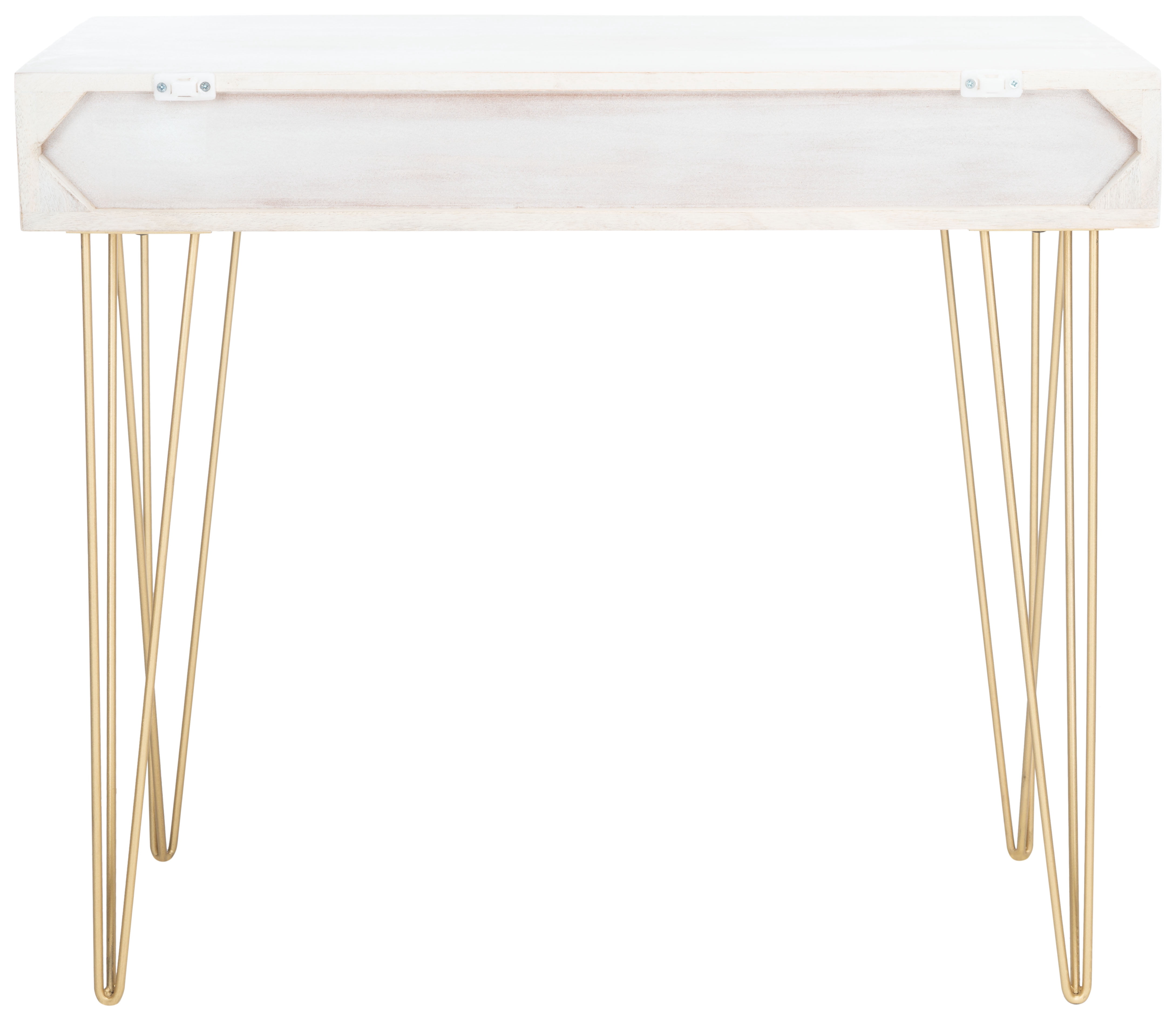 SAFAVIEH Marigold Mid-Century w/ Drawer Writing Desk, White Wash/Brass