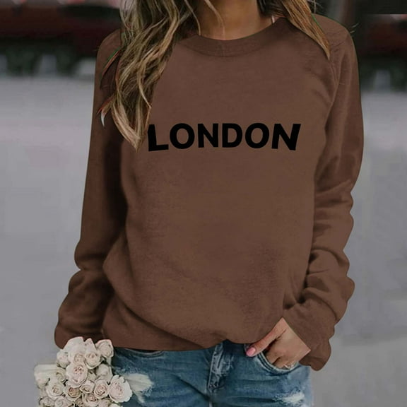 SIYUDAN Women Sweatshirts Long Sleeve Sweatshirt for Women Pullover Sweatshirt for Women Brown Pullover Adult Crewneck Fall Crewneck Young Women