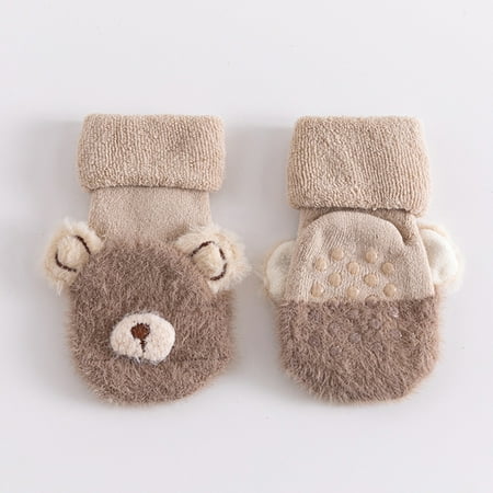 

TOWED22 Toddler Baby Boys Girls Solid Cartoon FashionThick Warm Soft Sole -Slip Socks Soft And Elegant Sock 3 Month Girl Socks Khaki