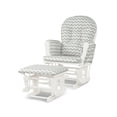 thumbnail image 2 of Barara King Recliner Chair, Reclining Chair,Lounge Chair,Wood Glider and Ottoman Set with Padded Armrests and Detachable Cushion-Gray and White, 2 of 9