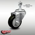 thumbnail image 2 of 3.5 Inch SS Black Polyurethane Wheel Swivel ½ Inch Threaded Stem Caster SCC, 2 of 2