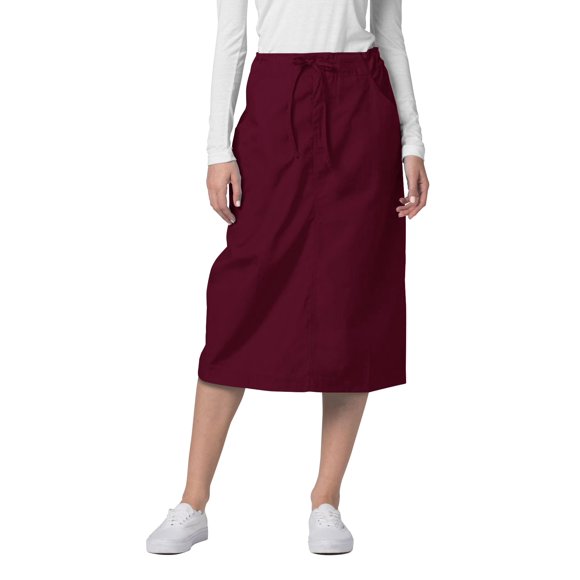 Adar Universal Scrub Skirts For Women - Mid-Calf Drawstring Scrub Skirt