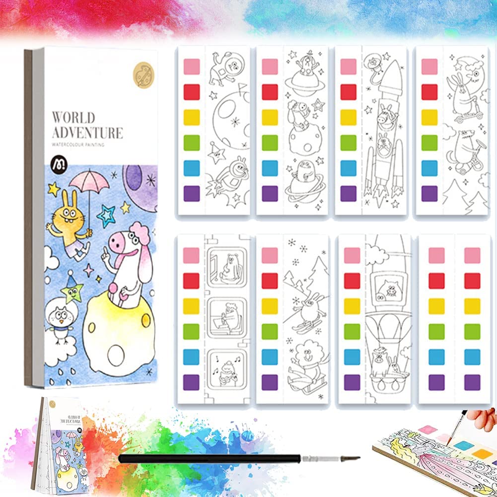 Pocket Watercolor Painting Book, 2022 New Wonderful Forest Paint with