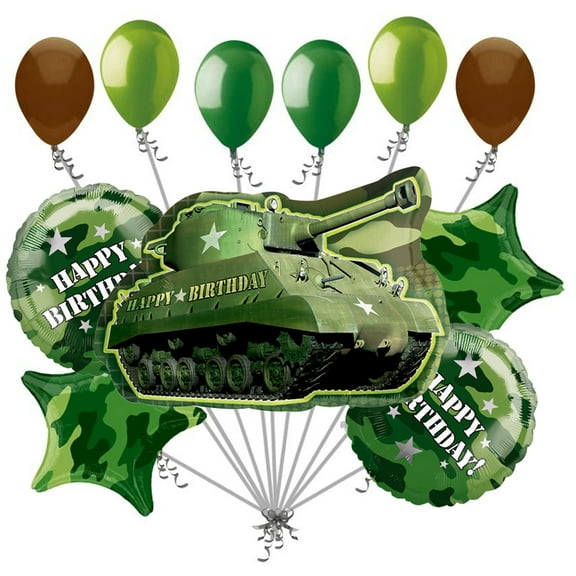 Army Tank Military Camouflage Party Supplies Birthday Balloon Bouquet Decorations
