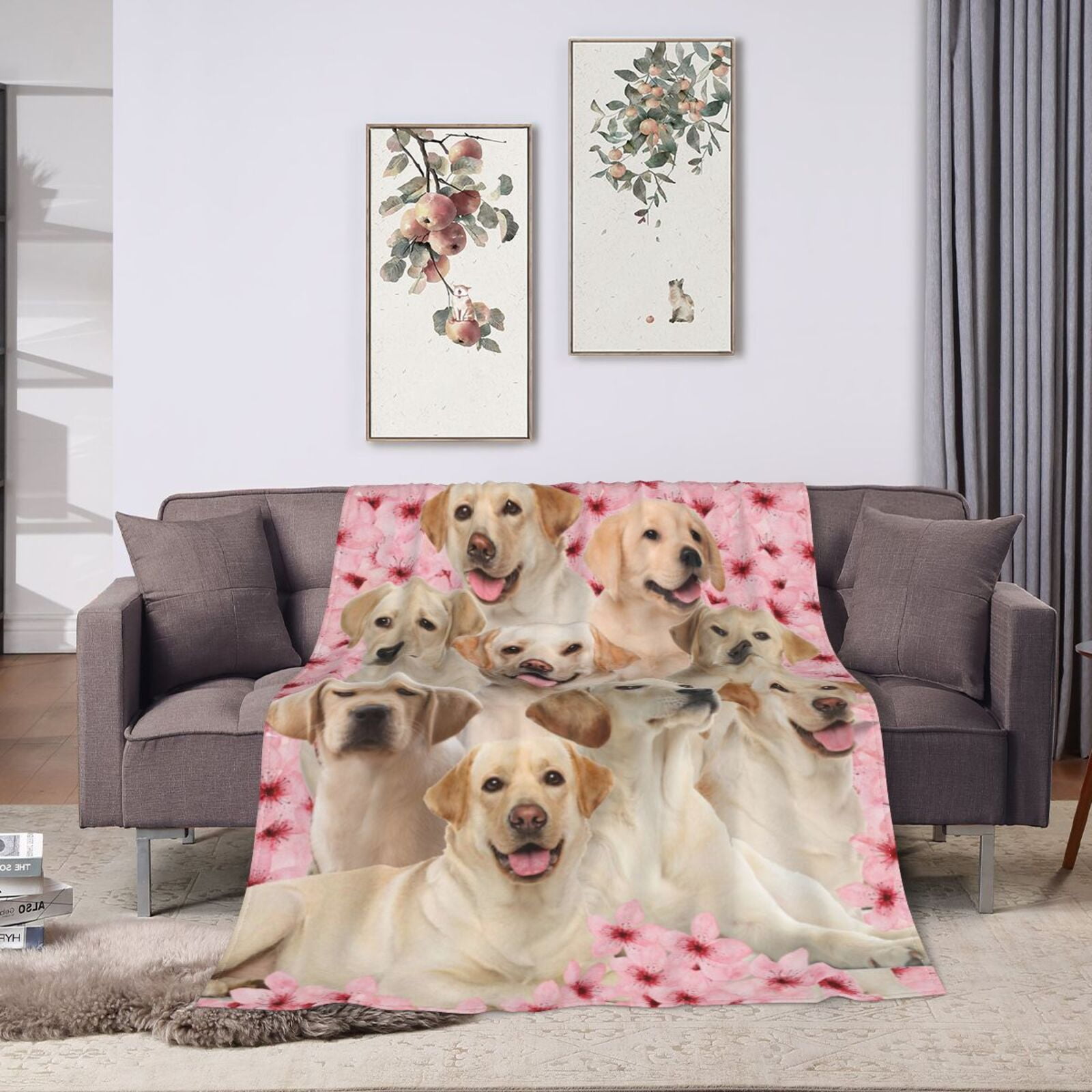 Wijzvio Labrador Retriever Dog Throw Blanket Soft Fuzzy Fleece Blanket For Couch Bed Living Room Decoration 60"X50"