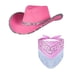 thumbnail image 2 of Sombrero vaquero con lentejuelas negras y rosas, sombrero occidental de ala grande, sombrero de fiesta, sombrero de lentejuelas con estrella de cinco puntas no tejido, conjunto de 2 piezas, 2 of 5